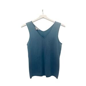 Pendelton Silk Blend V-Neck Sweater Tank Shell Blue Green Size Small